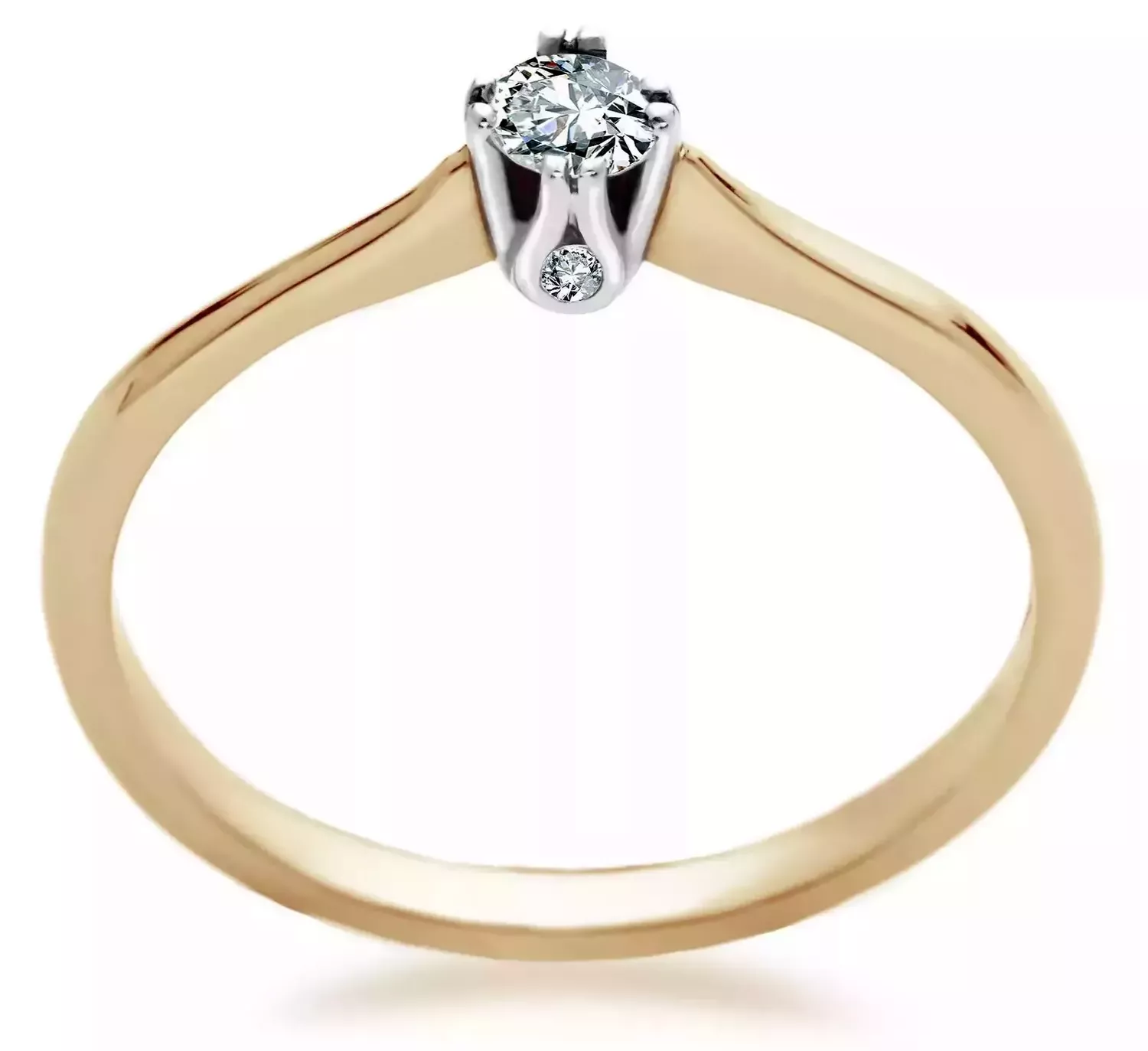 Pierścionek złoty DIAMENT żółte złoto, trzy diamenty w białym złocie, zaręczynowy. Pierścionki zaręczynowe. Pierścionek złoty DIAMENT 585, diamenty wykonany ze złota próby 585. Pierścionki zaręczynowe z.webp